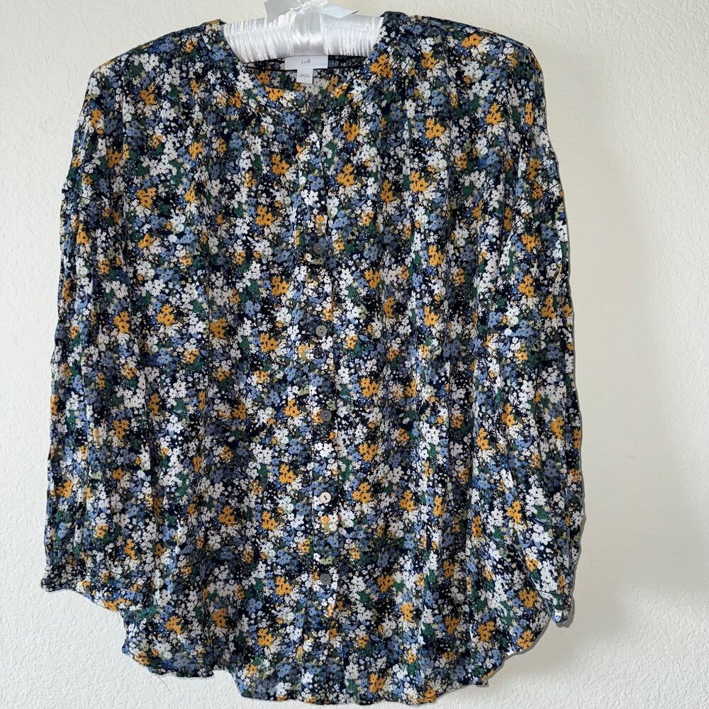 J. Jill Smocked Relaxed Rayon Blouse